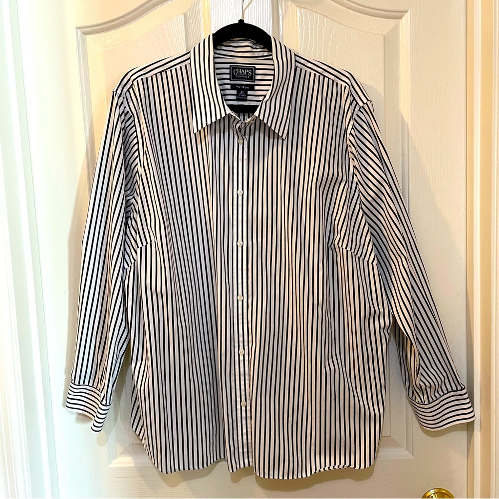 Chaps No Iron Striped Button Down Long Sleeve Shirt 3X EUC